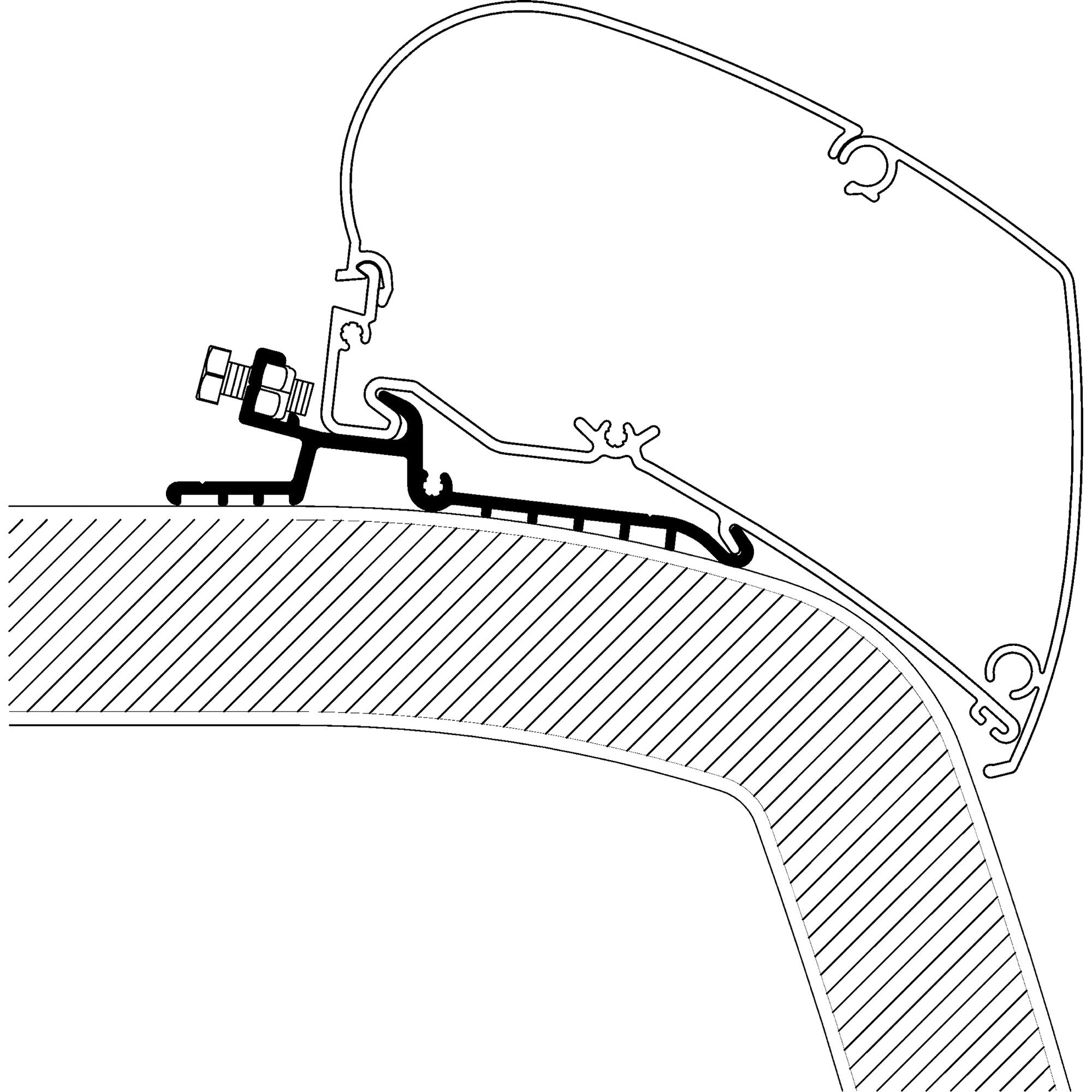 Adaptor pentru montaj pe acoperis, pentru marchize Thule Omnistor seria 6 si 9 - Hymer SX - CampShop.ro