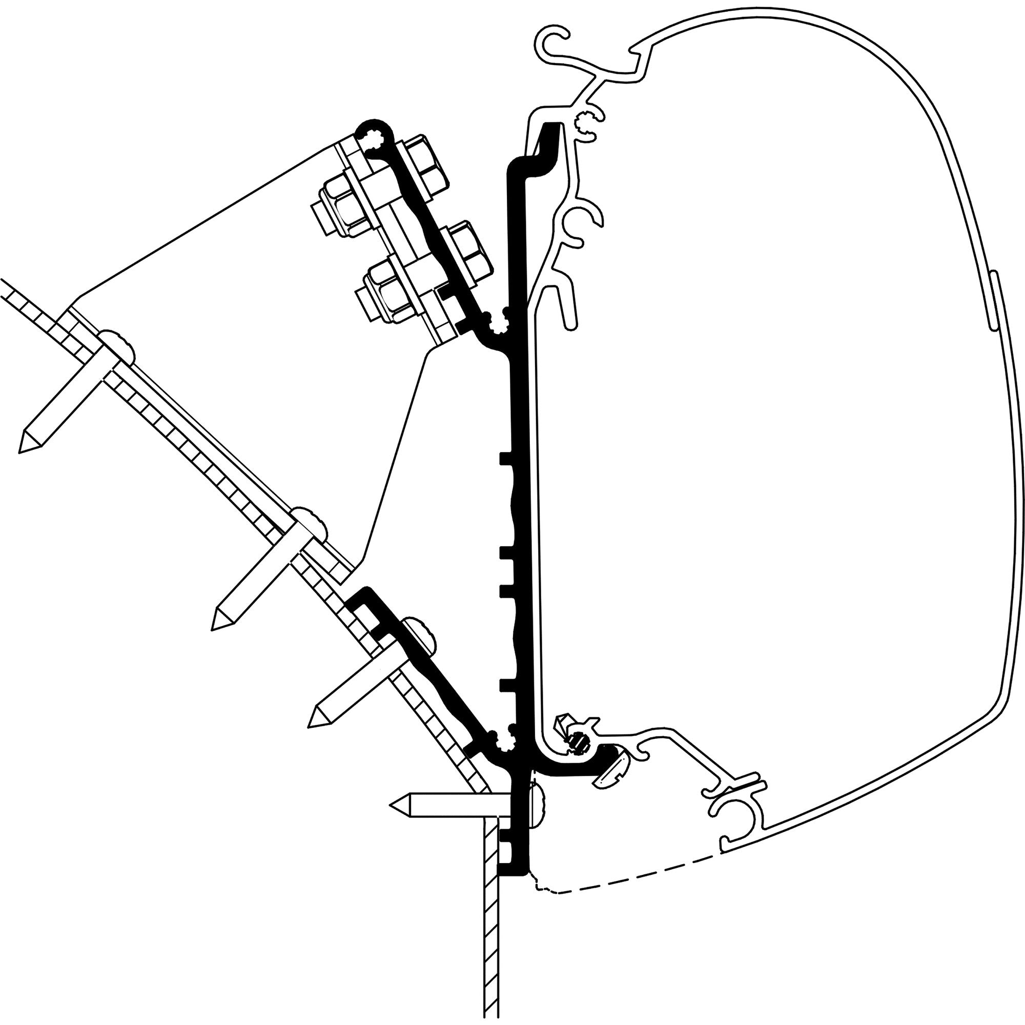 Adaptor pentru montaj pe perete, pentru marchizele Thule Omnistor din seria 5, Knaus Deseo 2019 - CampShop.ro