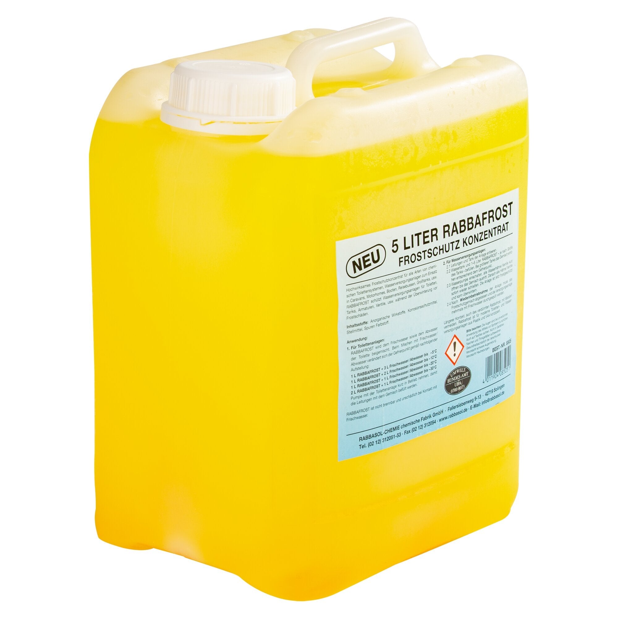 Antigel concentrat pentru sistemul de alimentare cu apa al rulotelor/autorulotelor Rabbafrost, 5 litri - CampShop.ro