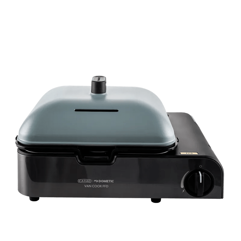 Aragaz portabil pe gaz CADAC Van Cook FFD cu placă BBQ, 1,6 kW, cu cartuș de 227 g - CampShop.ro