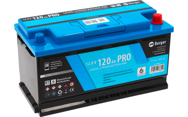 Baterie cu litiu Berger LiFePO4 PRO 120 Ah 12V cu Bluetooth (cu incalzire) - CampShop.ro
