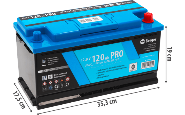 Baterie cu litiu Berger LiFePO4 PRO 120 Ah 12V cu Bluetooth (cu incalzire) - CampShop.ro