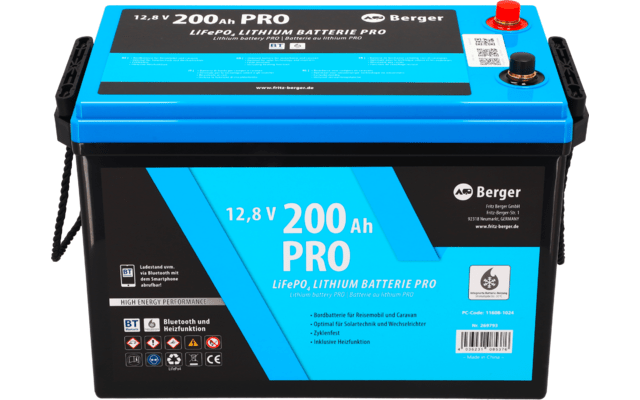 Baterie cu litiu Berger LiFePO4 Pro 200 Ah 12V cu Bluetooth (cu incalzire) - CampShop.ro