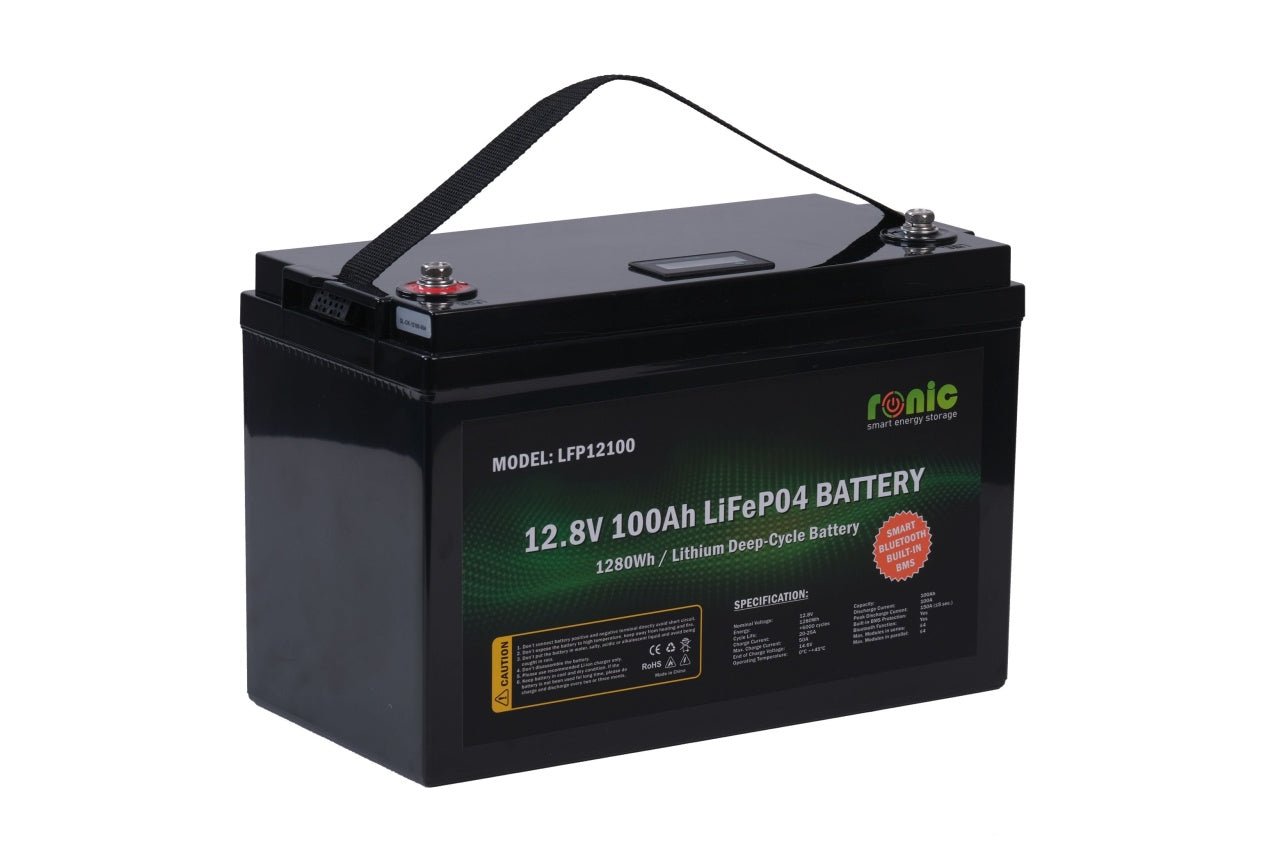 Baterie/Acumulator RONIC LiFePO4, 12.8V 100Ah, functie Bluetooth si LTCP, model LFP12100BT - CampShop.ro