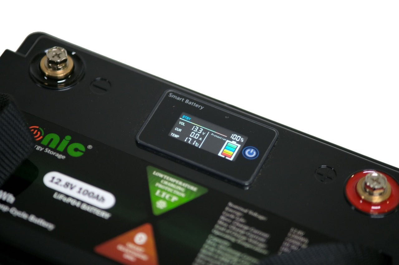 Baterie/Acumulator RONIC LiFePO4, 12.8V 100Ah, functie Bluetooth si LTCP, model LFP12100SDHY MINI COMPACT - CampShop.ro