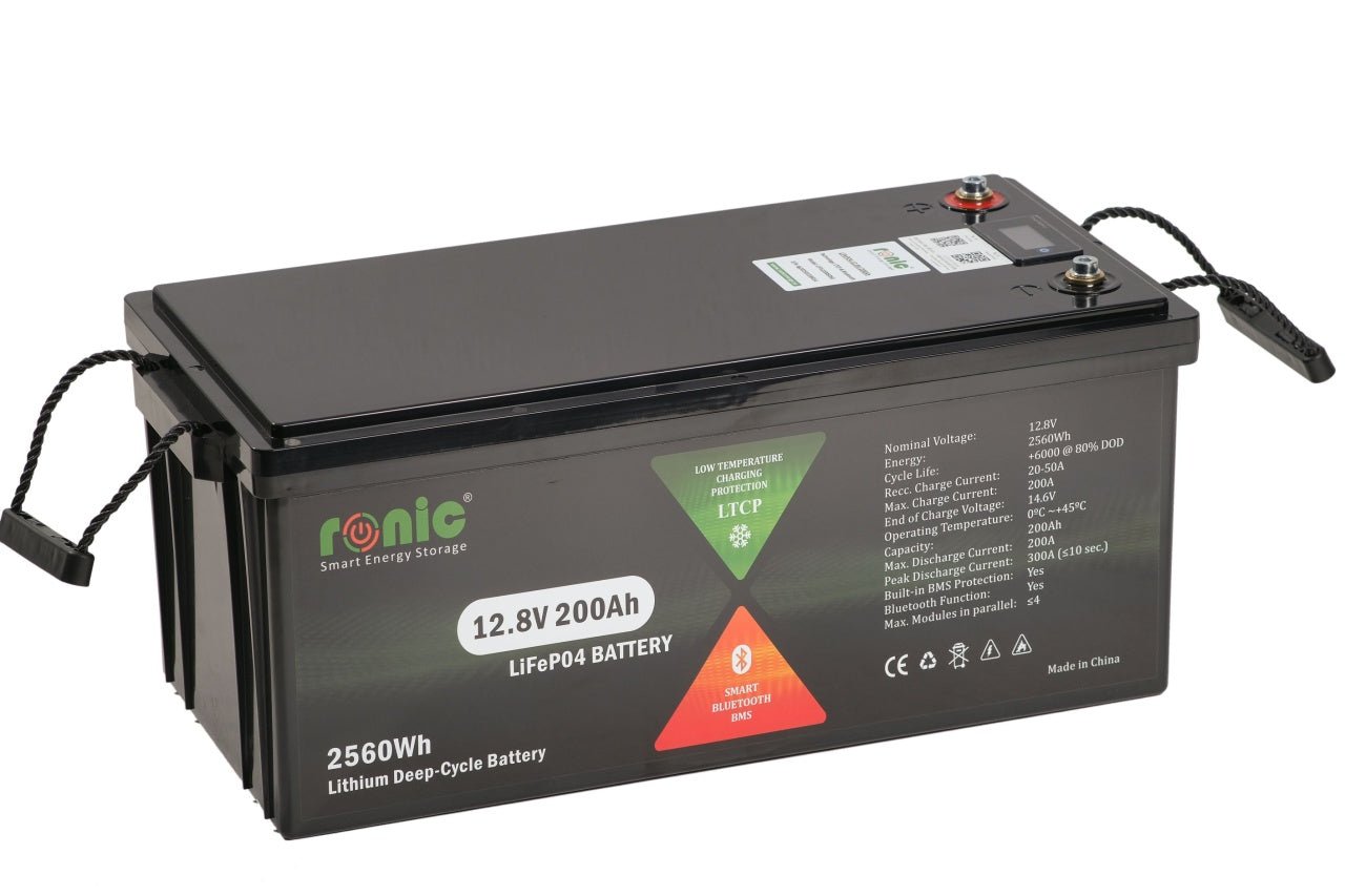 Baterie/Acumulator RONIC LiFePO4, 12.8V 200Ah, functie Bluetooth si LTCP, model LFP12200SDSG - CampShop.ro