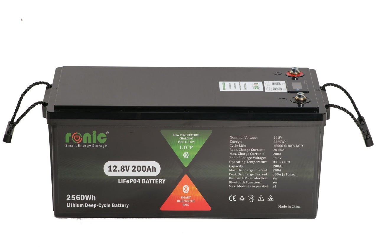 Baterie/Acumulator RONIC LiFePO4, 12.8V 200Ah, functie Bluetooth si LTCP, model LFP12200SDSG - CampShop.ro