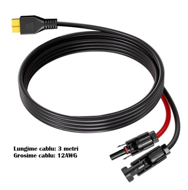 Cablu extensie 3 metri, conectori MC4 la mufa XT90 RONIC - CampShop.ro