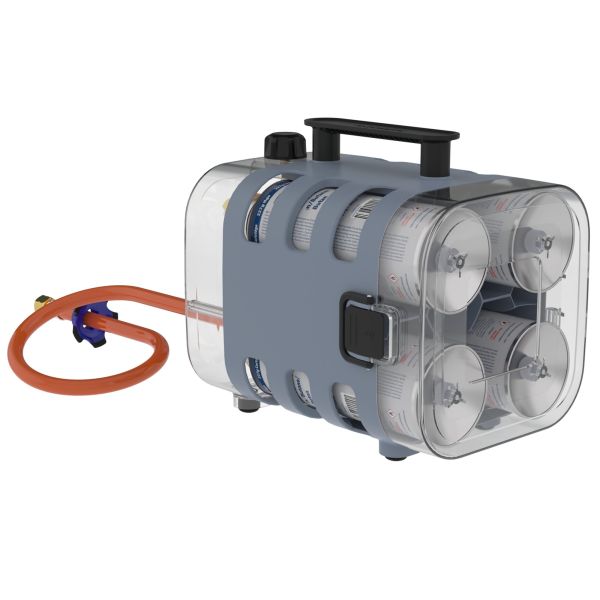 CADAC Quad Power Pak – Sistem portabil de alimentare cu gaz cu patru cartușe EN417 + furtun 85 cm, pentru camping și echipamente outdoor - CampShop.ro