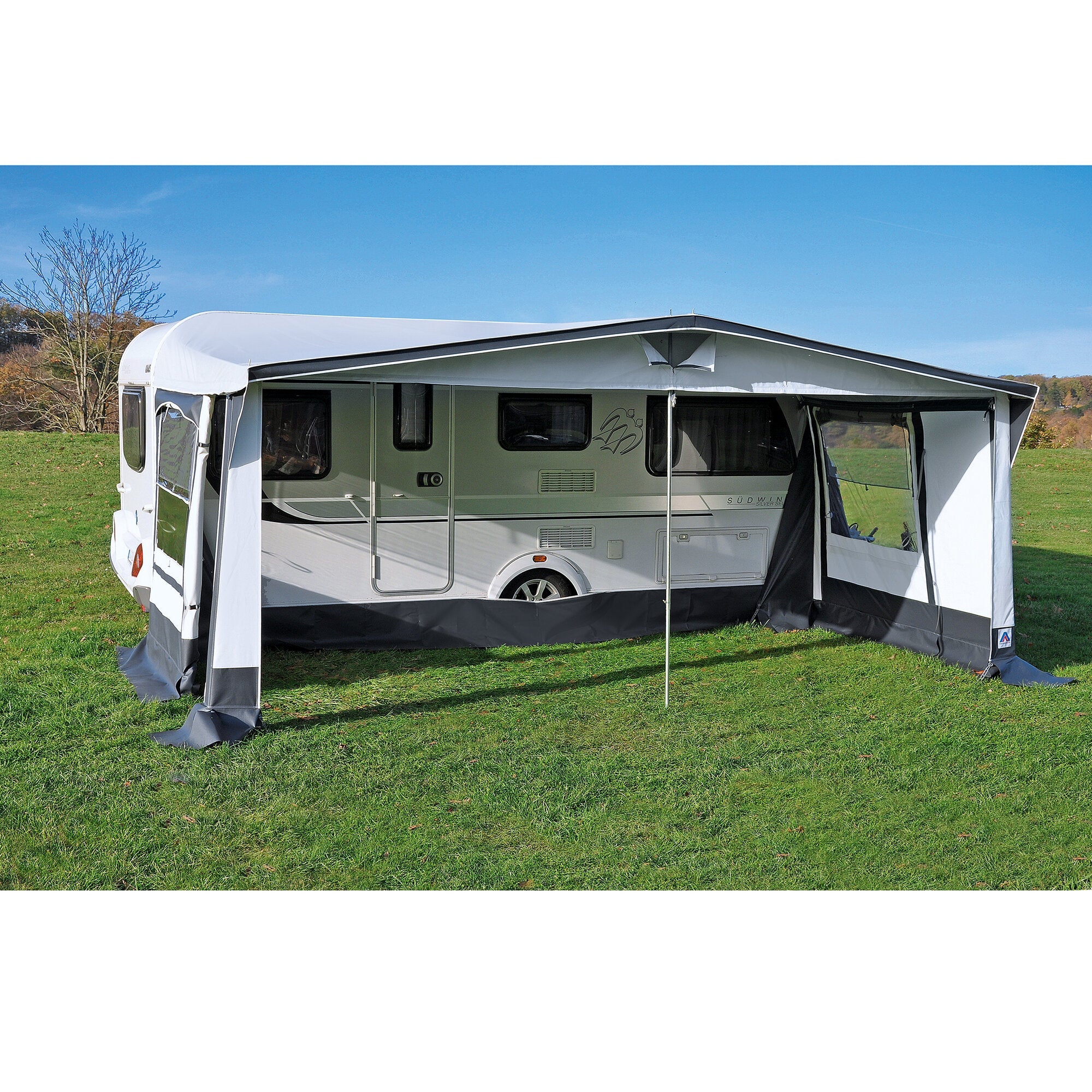 Cort pentru toate anotimpurile, pentru rulote HahnZelte Finlanda Adâncime 240 cm, dimensiuni 841-875 cm - CampShop.ro