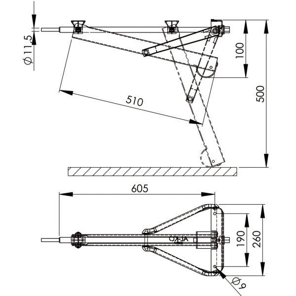 Picior de sprijin pentru rulota AL-KO Compact 800 L