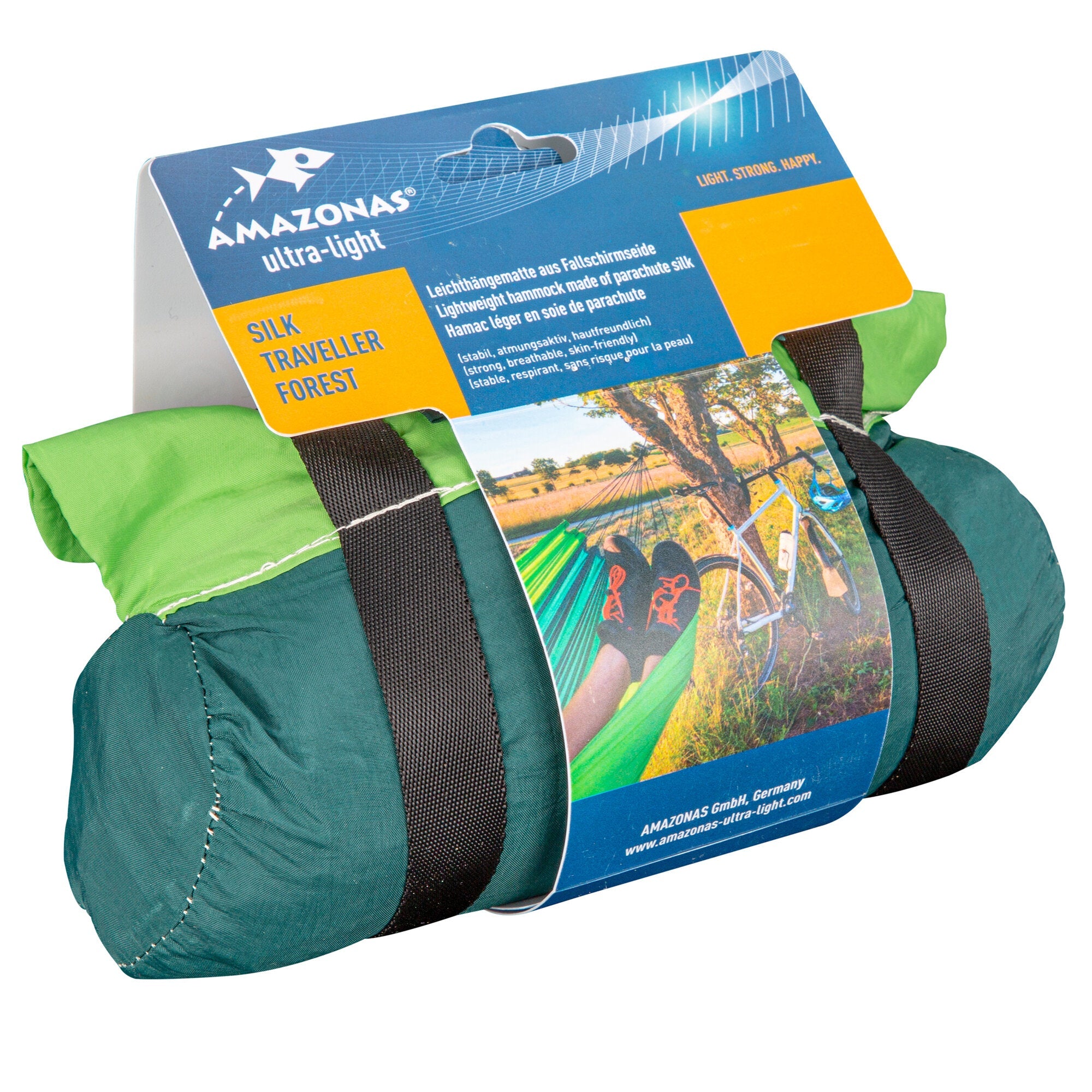 Hamac de camping/plaja cu sustinere maxima de 150 kg, Amazonas Silk - Traveler Forest - CampShop.ro