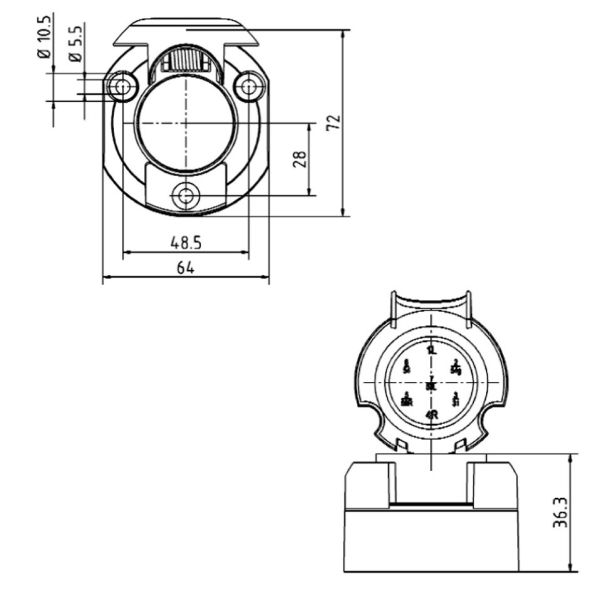 Ieșire / soclu priză remorca / rulota JOKON ISO 1724 PVC 7 pini - CampShop.ro