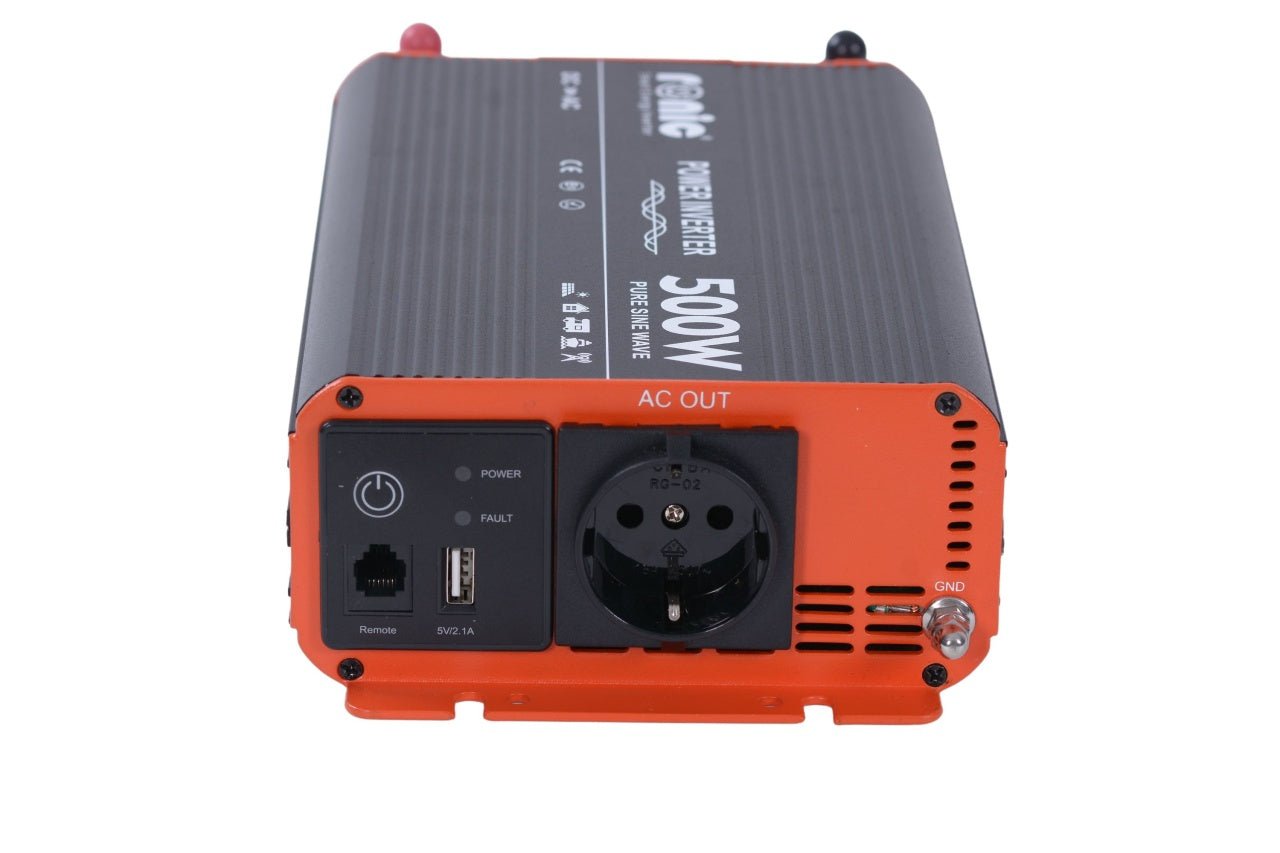 Invertor DC - AC cu Sinus PUR, 12V - 230V, model RONIC RS500P, 500W/1000W - CampShop.ro