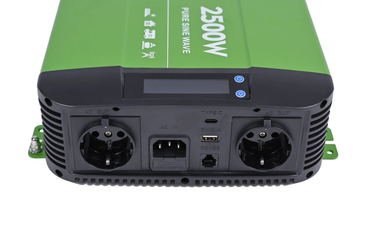 Invertor DC - AC cu Sinus PUR + Incarcator AC + Transfer Prioritate Automat, 12V - 230V, model RONIC HKC2500P, 2500W/5000W - CampShop.ro