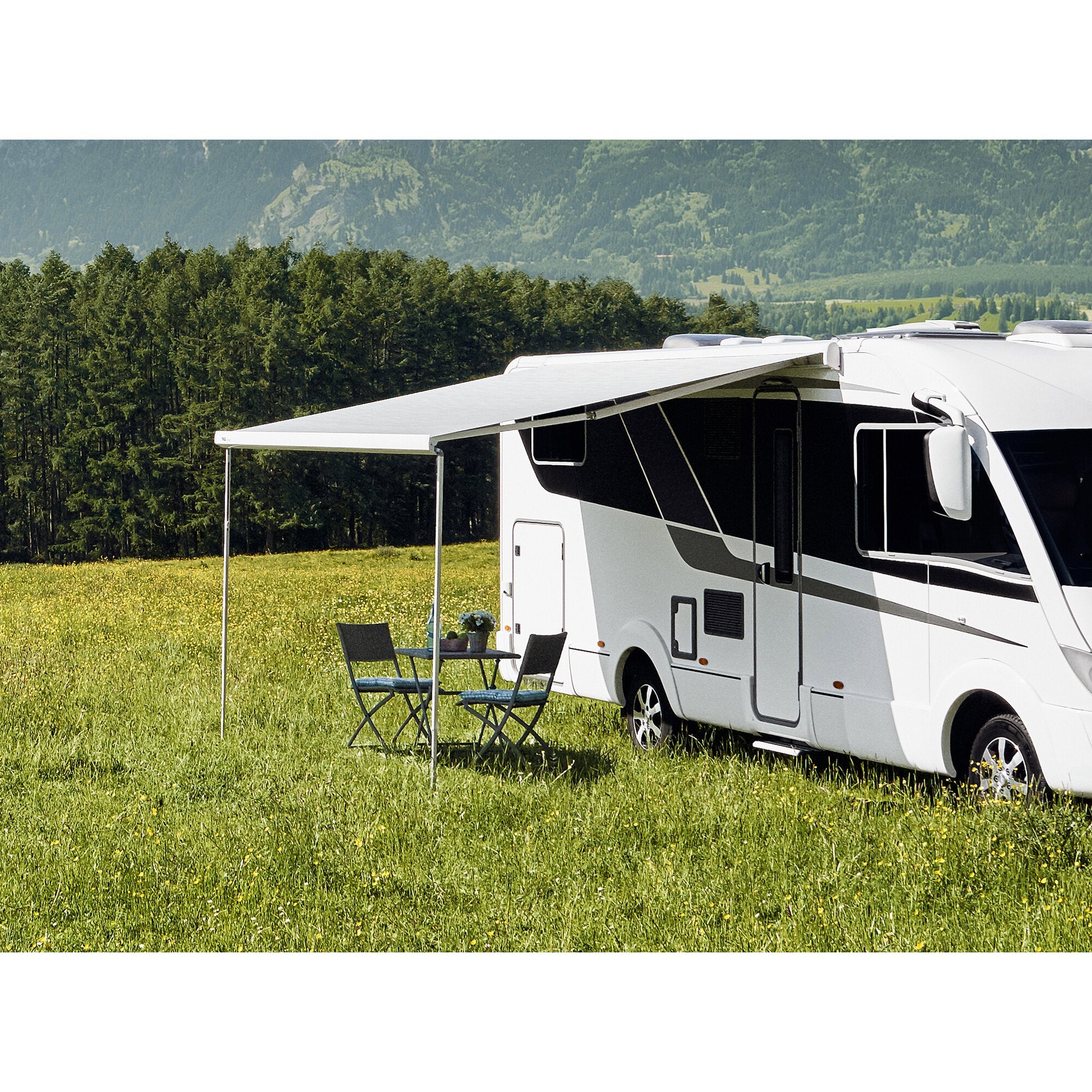 Marchiza cu motor Thule Omnistor 5200, 230 volti, carcasă albă, panza gri - CampShop.ro