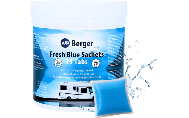 Pliculete pentru caseta de toaleta mobila sau rulota, Berger Fresh Blue Sachets (15 plicuri) - CampShop.ro