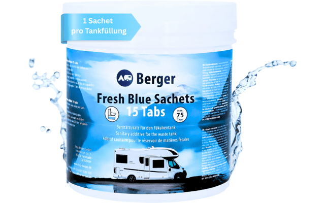 Pliculete pentru caseta de toaleta mobila sau rulota, Berger Fresh Blue Sachets (15 plicuri) - CampShop.ro