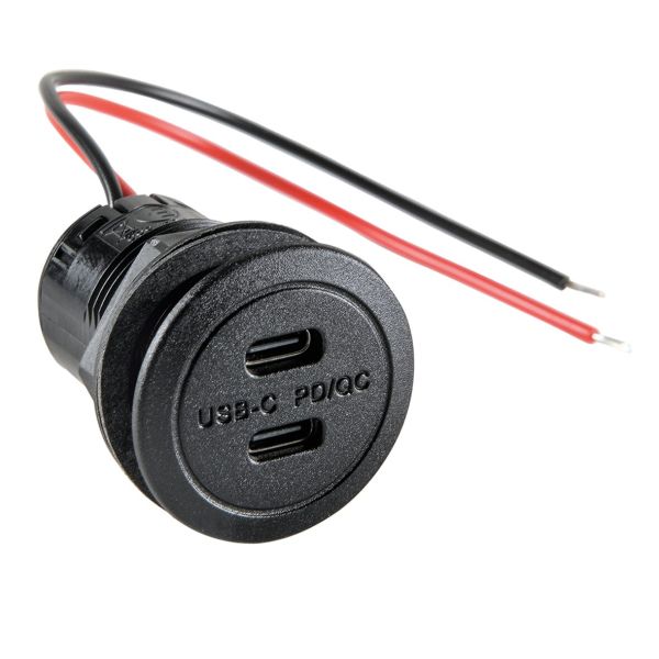 Priză încorporată USB - C 12 – 24 V DC cu convertor de tensiune integrat, 2 USB - C, Pro Car - CampShop.ro