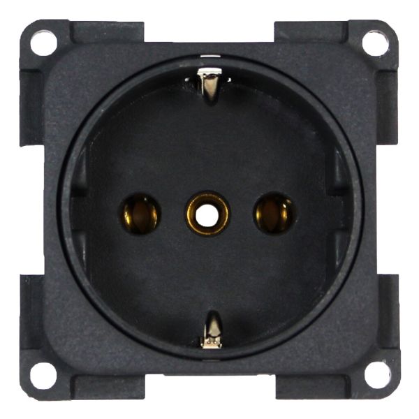 Priza schuko, 230V, 16A, neagra, pentru rulota, autorulota, barci, INPROJAL - CampShop.ro