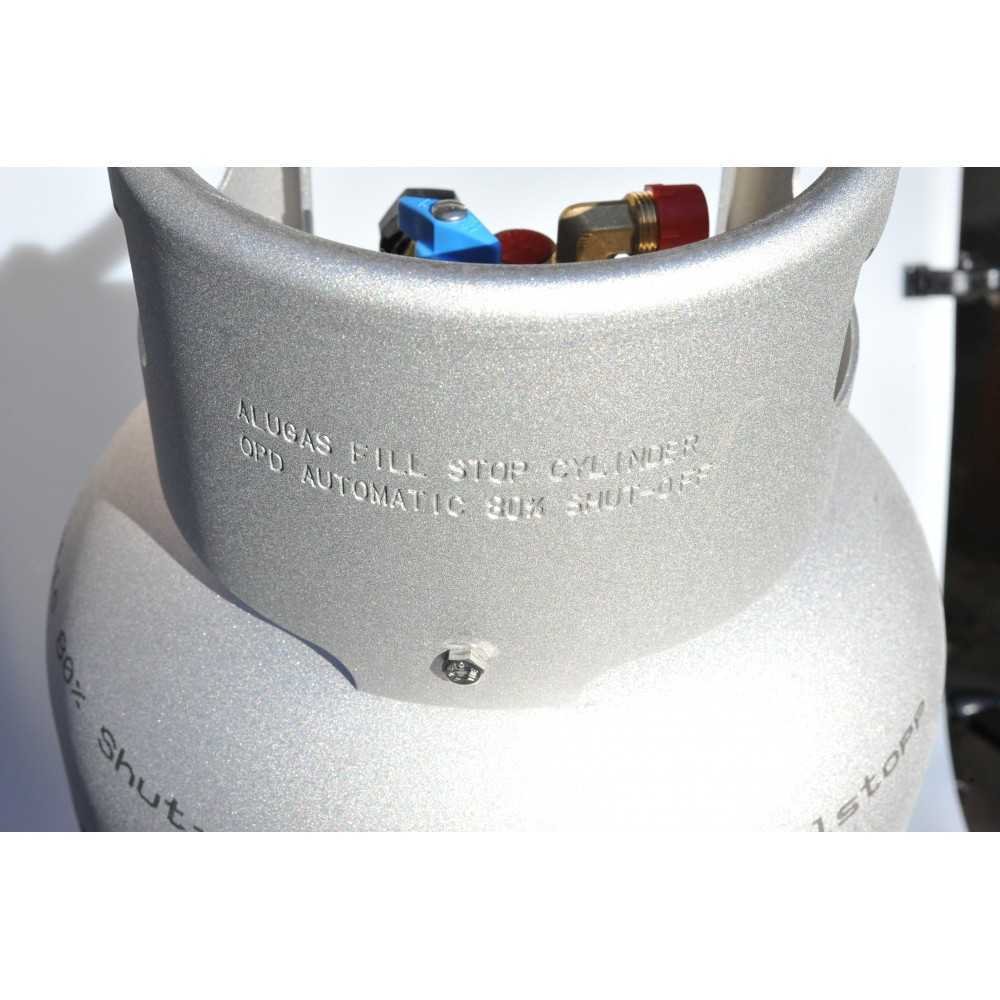 Rezervor GPL din aluminu, reincarcabil, Alugas Travel Mate – 11 Kg ( 27 litri ), cu multivalva si indicator umplere - CampShop.ro