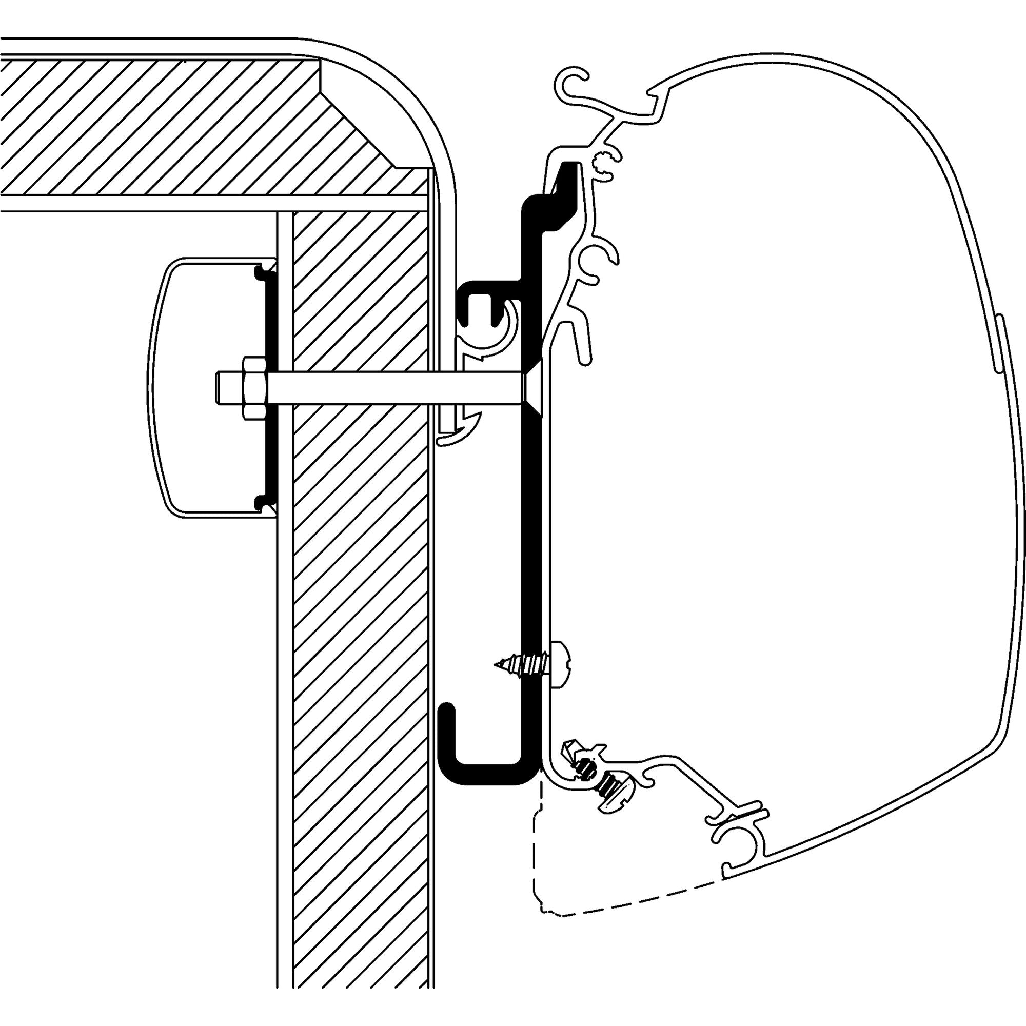 Set adaptoare pentru montaj pe perete pentru marchiza Thule Omnistor din Seria 5 si 8 - Rapido Seria 9 - CampShop.ro