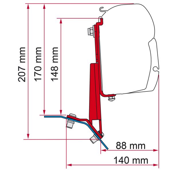 Set adaptor pentru montaj pe acoperis - marchiza Fiamma F45, F43, F35 PRO - Ford Custom Lift Roof H1 - CampShop.ro