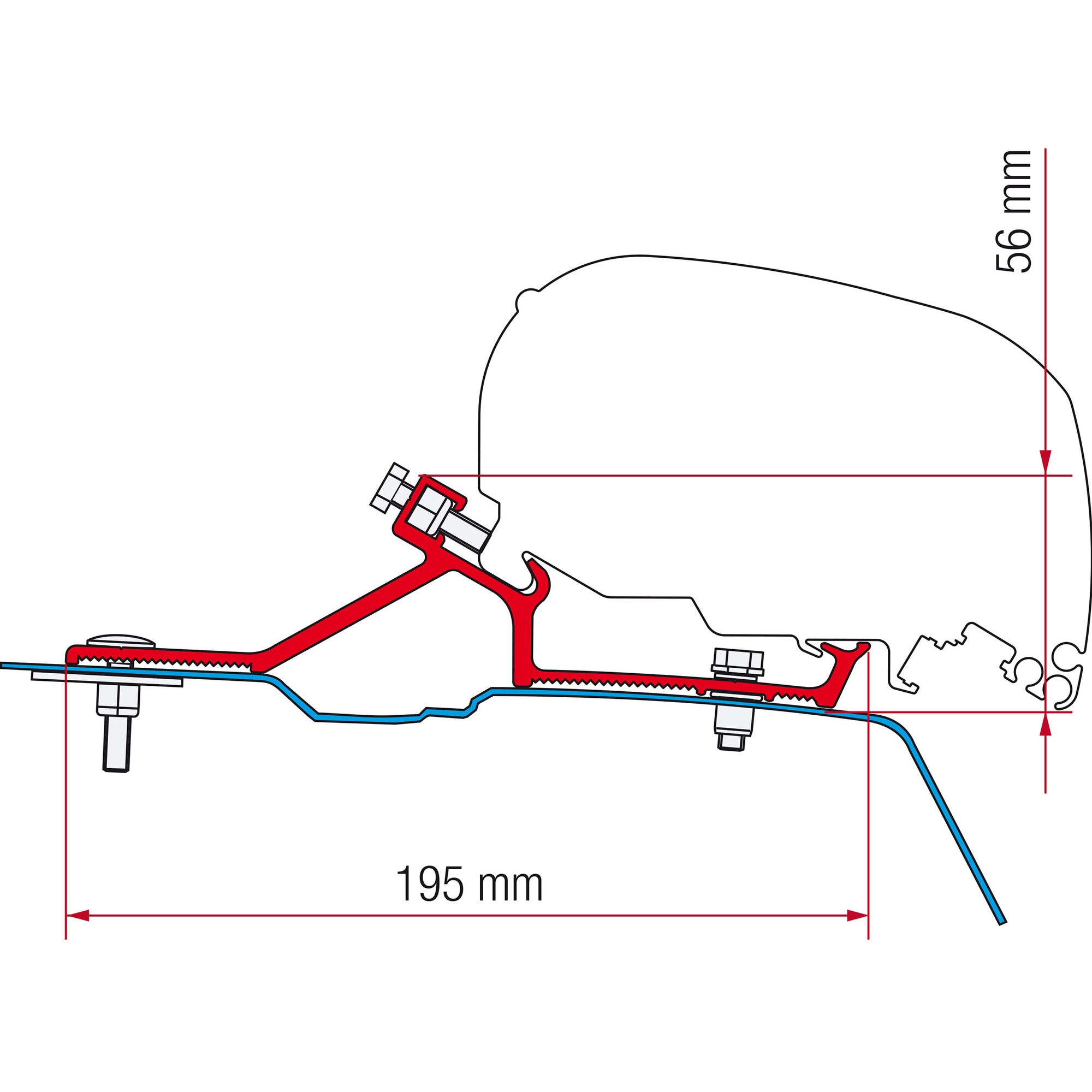 Set adaptor pentru montaj pe acoperis - marchiza Fiamma F65, F65s, F80s - Renault Master H2 dupa 2010 - CampShop.ro