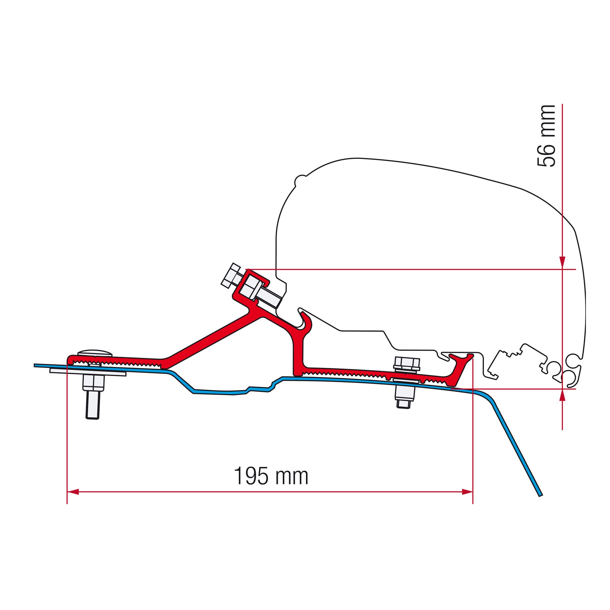 Set adaptor pentru montaj pe acoperis - marchiza Fiamma F65, F65s, F80s - Renault Master H2 dupa 2010 - CampShop.ro