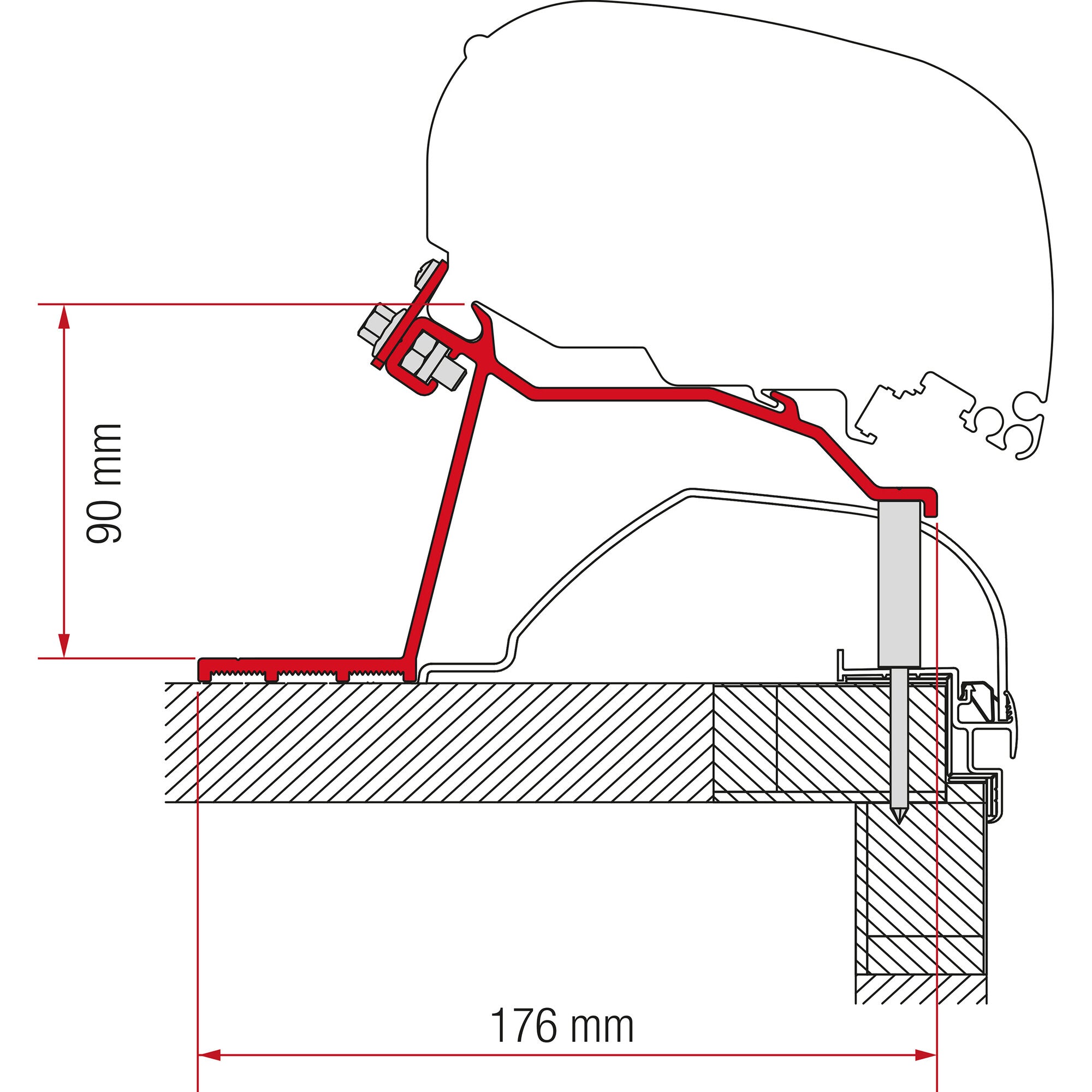 Set adaptor pentru montaj pe acoperis - marchiza Fiamma F80s, F65 - Hobby Caravan - CampShop.ro