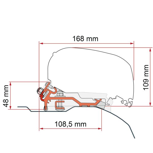 Set adaptor pentru montaj pe acoperis - marchiza Fiamma F80s - Fiat Ducato H2 - argintiu - CampShop.ro