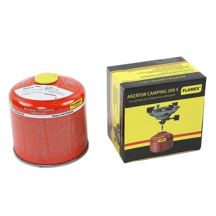 Set Miniaragaz camping cu Arzător Flamex 300S + butelie gaz 500g - CampShop.ro