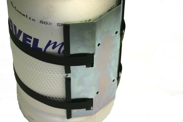 Set suport pentru butelie de gaz CAMPKO pentru Ø 300 mm, inclusiv 2x benzi de fixare + 2x întinzătoare (din oțel inoxidabil) - CampShop.ro