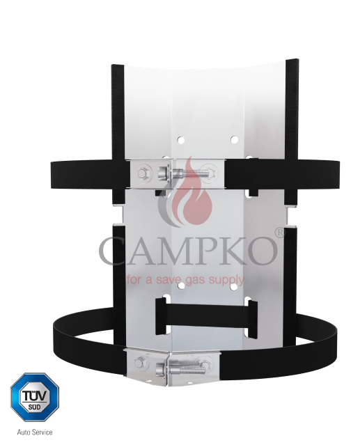 Set suport pentru butelie de gaz CAMPKO pentru Ø 300 mm, inclusiv 2x benzi de fixare + 2x întinzătoare (din oțel inoxidabil) - CampShop.ro