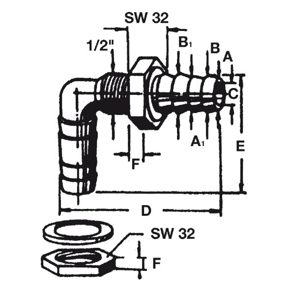 Stut conector pentru rezervor, in unghi, 10/12 mm - CampShop.ro