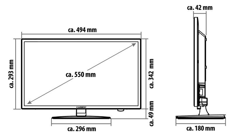 Televizor pentru rulote si autorulote CARBEST SMART TV 21.5 "- (12V - 30V, 230V) - CampShop.ro