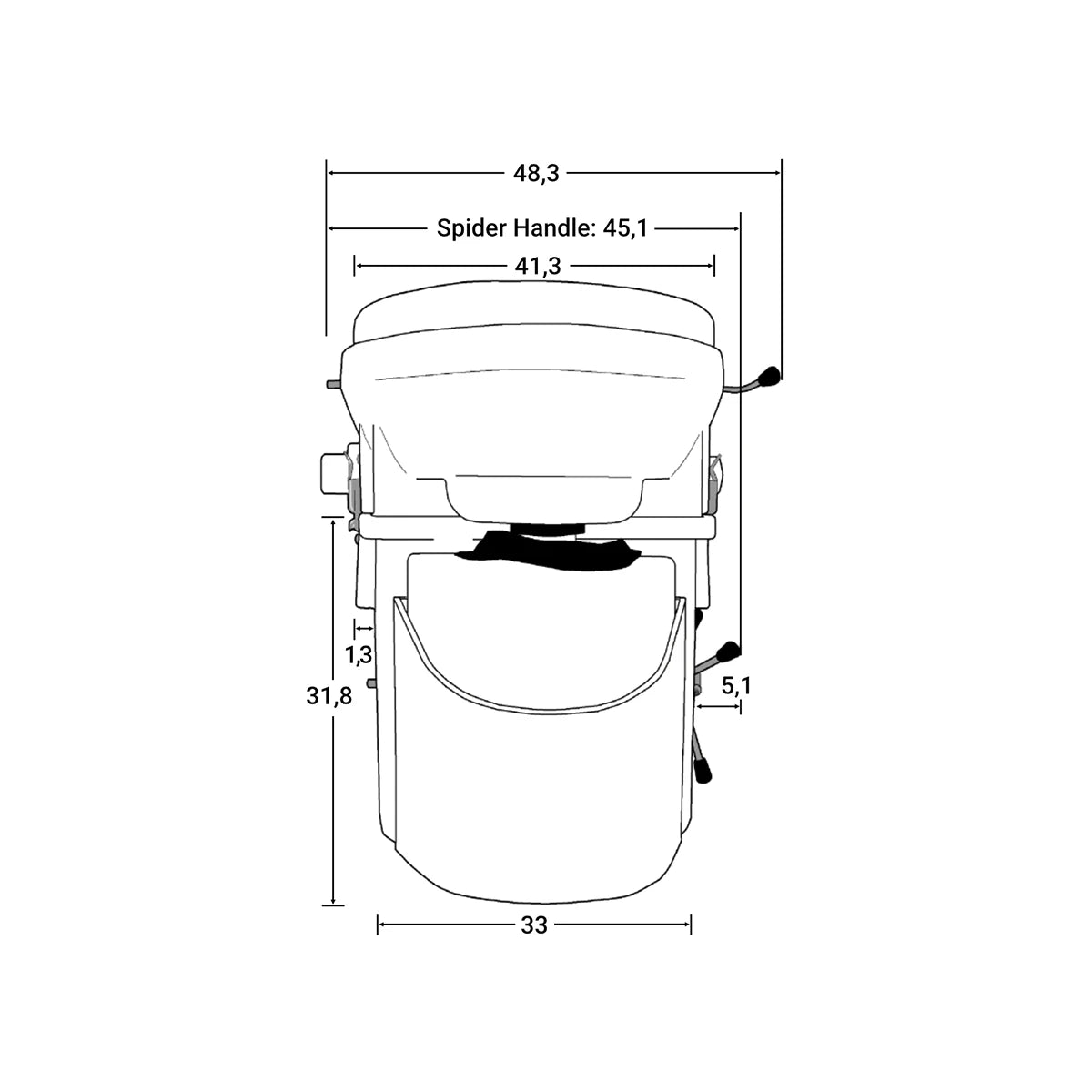Toaleta cu compost Nature's Head® cu maner Tip „Paianjen” – pentru rulota, autorulota, camping sau camioane de expediție, 12V - CampShop.ro