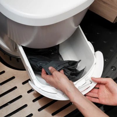 Toaleta pt. rulota, autorulota, barca, fara apa, Clesana C1, cu baza rotunda pivotanta - CampShop.ro