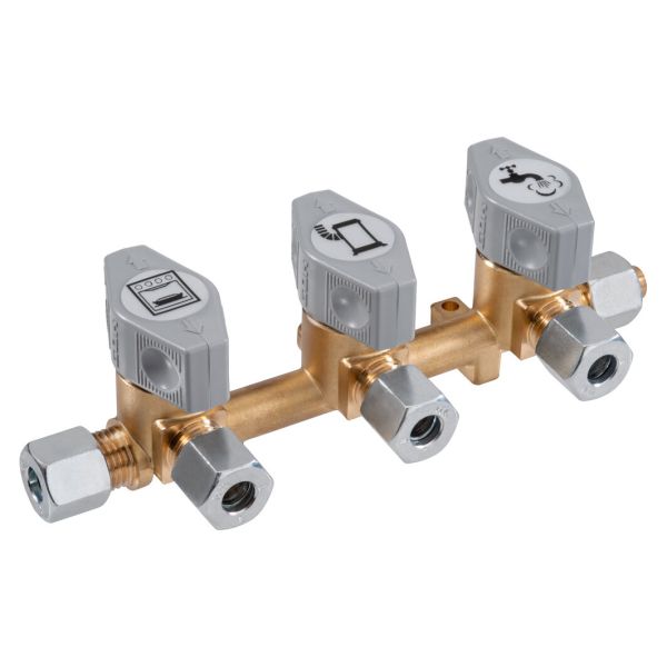 Bloc distributie cu robineti gaz pentru 2, 3 sau 4 accesorii, GOK - campshop.ro
