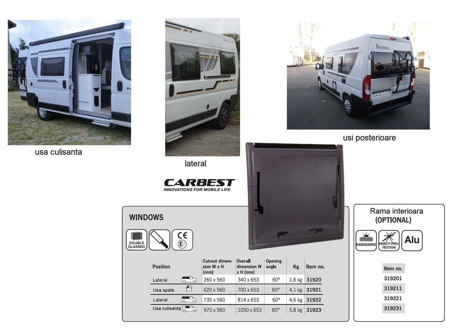 Geam autorulote CARBEST acryl RW-REAR - campshop.ro