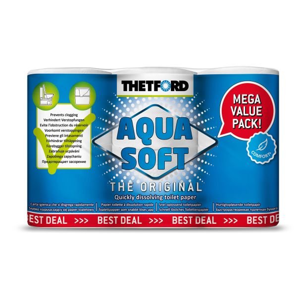 Hartie igienica pentru toaleta rulota, autorulota, THETFORD Aqua Soft 6 role - campshop.ro