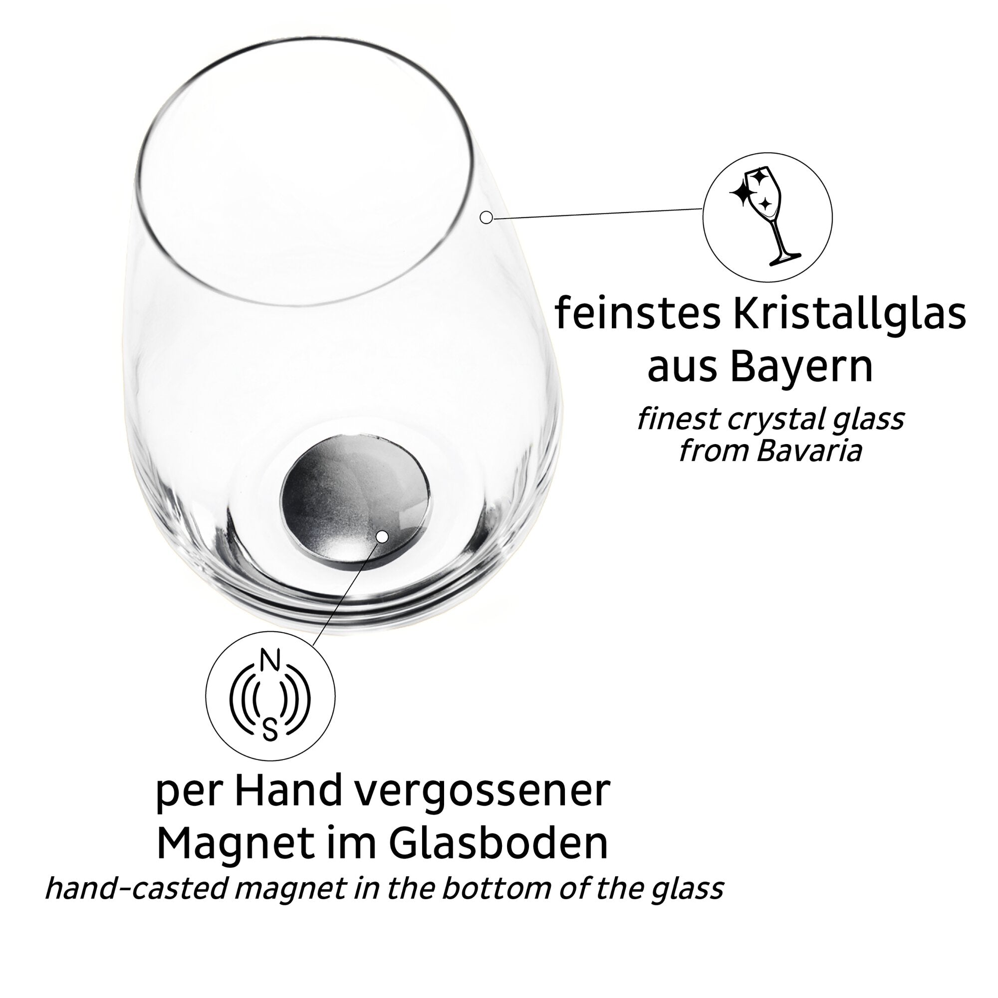 Pahare magnetice SILWY, de cristal, Longdrink 400 ml, 2 buc. - CampShop.ro