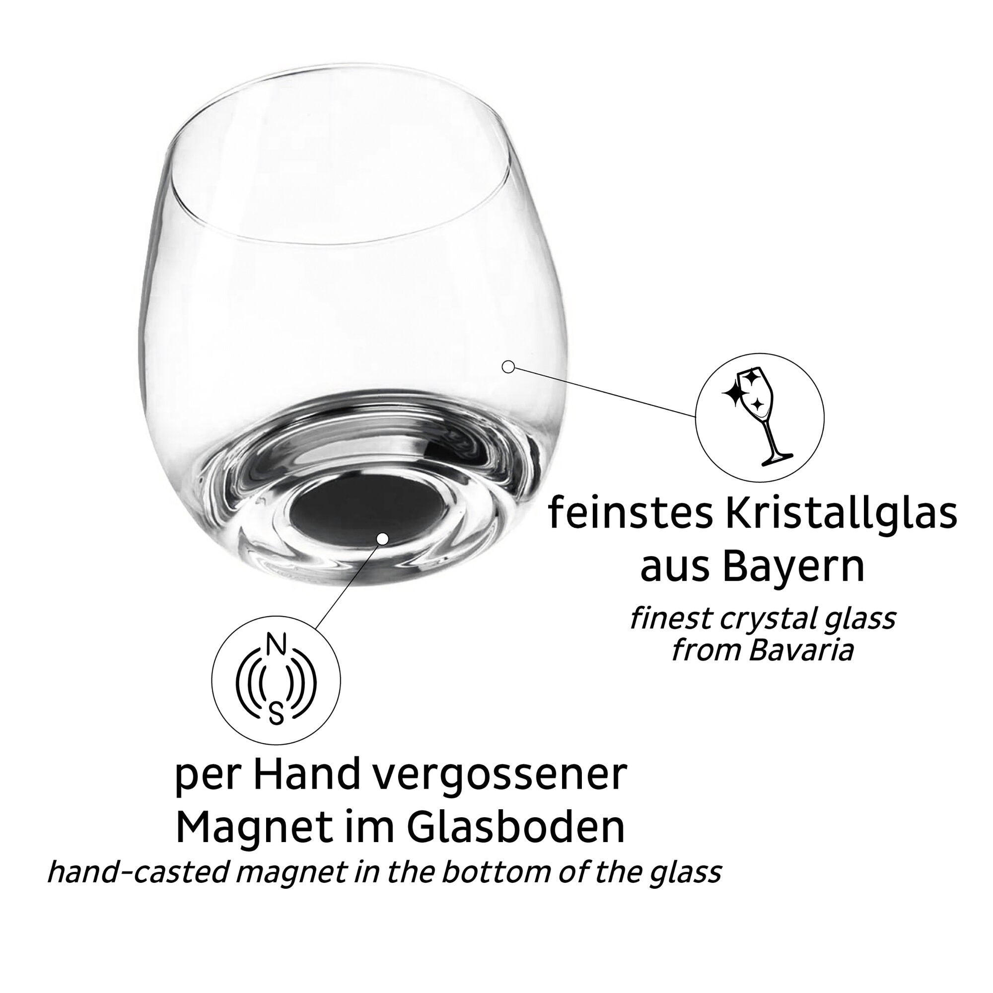 Pahare magnetice SILWY de cristal, pentru whisky 250 ml, 2 buc. - CampShop.ro