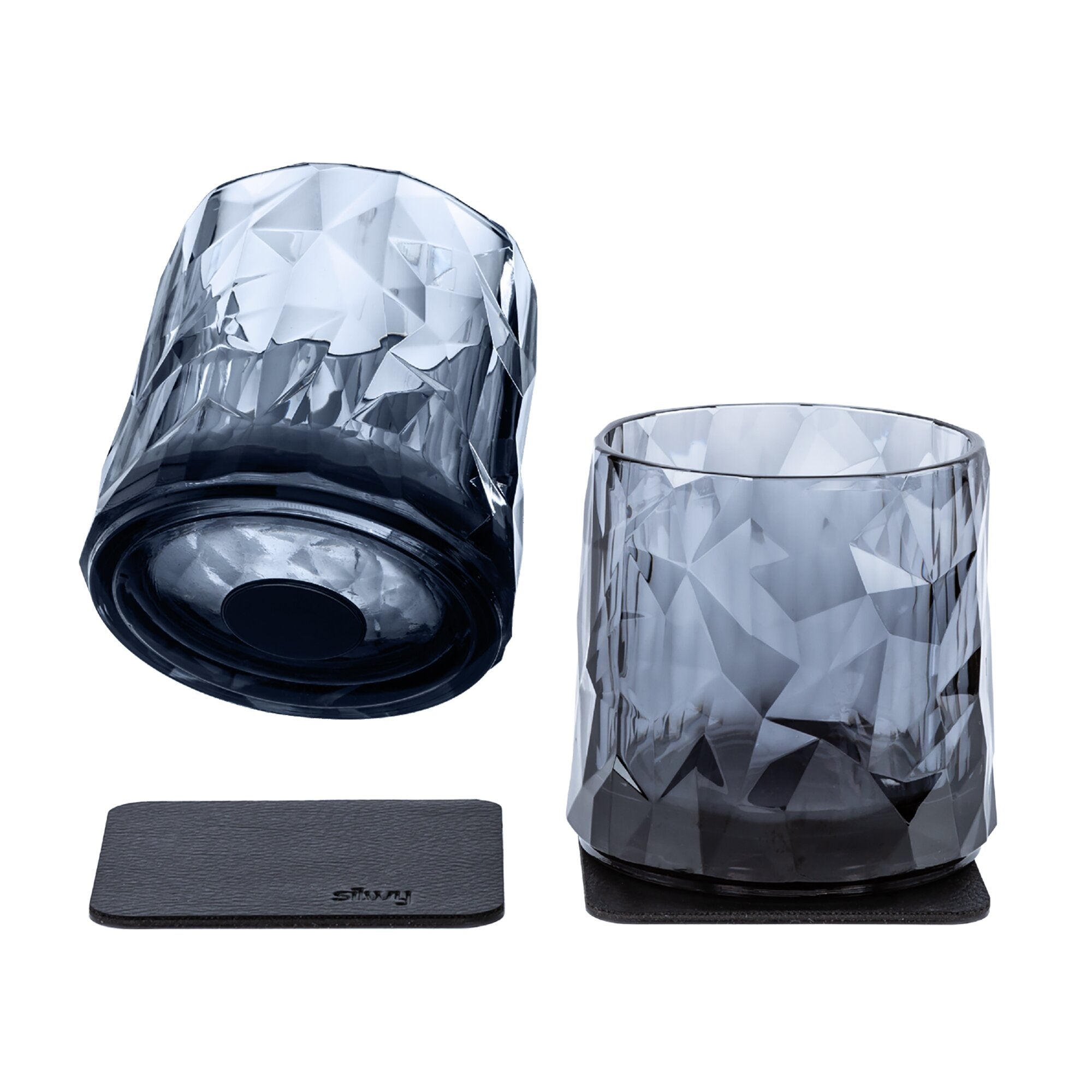 Pahare magnetice SILWY din plastic pentru whisky 250 ml, set de 2, gri fumuriu - CampShop.ro