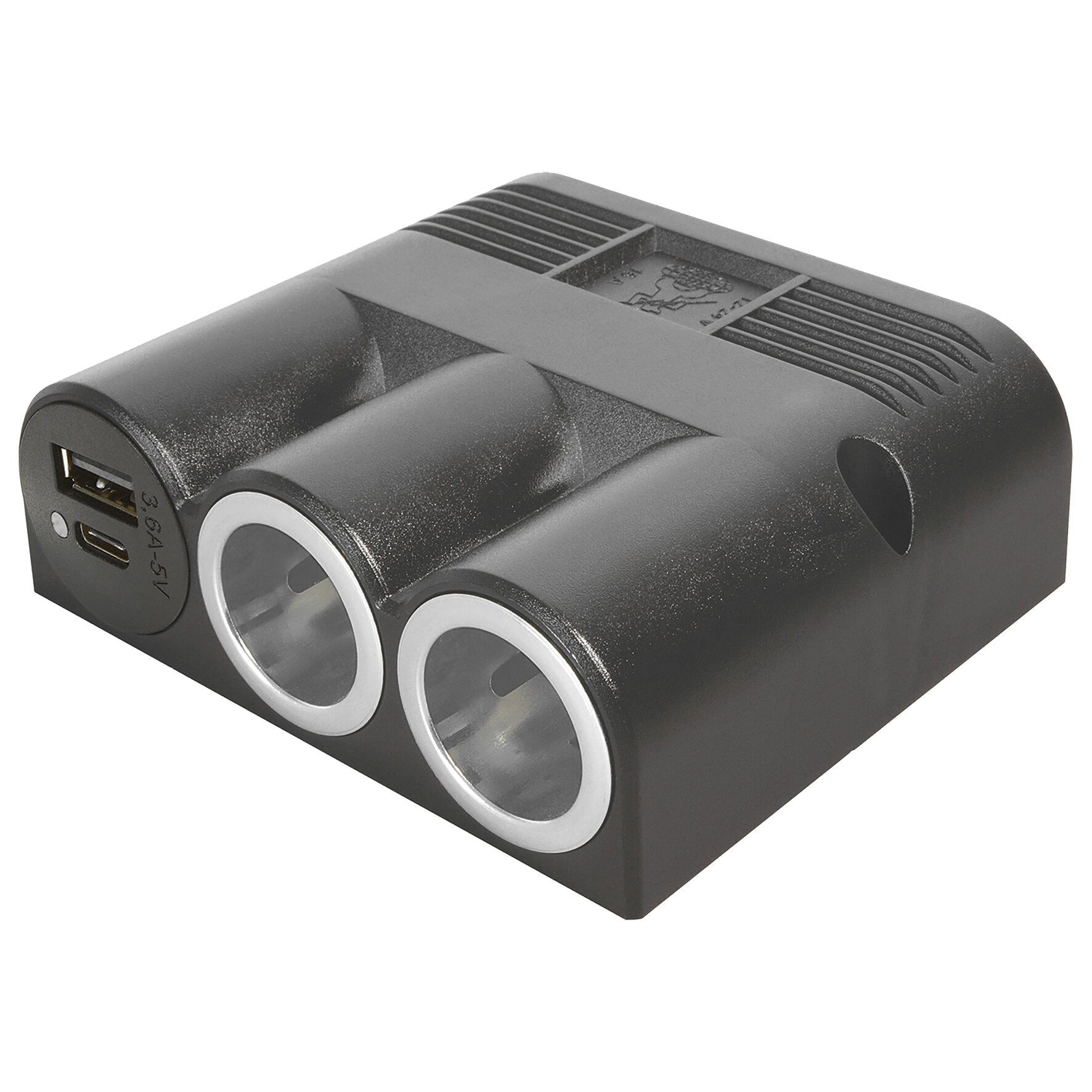 Priză triplă PROCAR cu montaj aparent, 1x USB - C/A, 2x priză tip bricheta - CampShop.ro