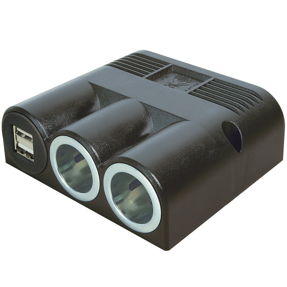 Priză triplă PROCAR cu montaj aparent - 2 x prize tip bricheta și 2 x 2500 mA USB - A - CampShop.ro