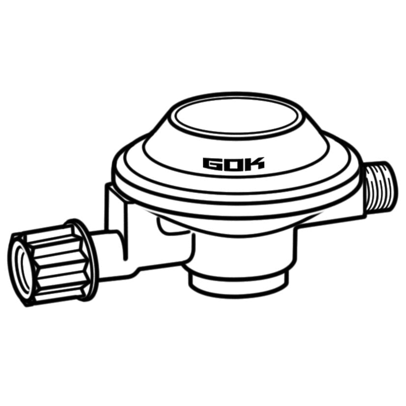 Regulator de joasă presiune cu robinet pentru cartușe de gaz, 50 mbar, GOK - CampShop.ro