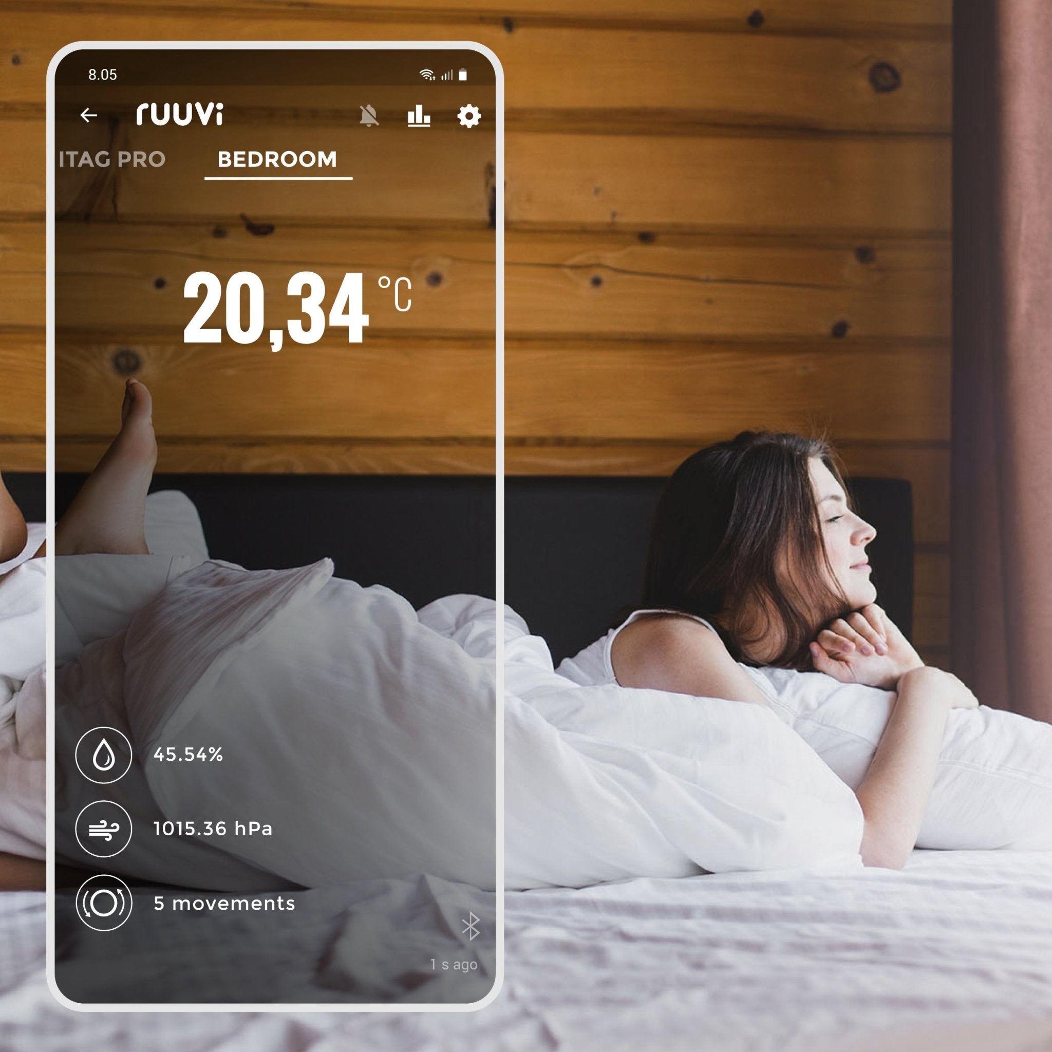 Senzor wireless de temperatură, umiditate, presiune atmosferică și mișcare, RuuviTag Bluetooth Sensor, RUUVI - CampShop.ro