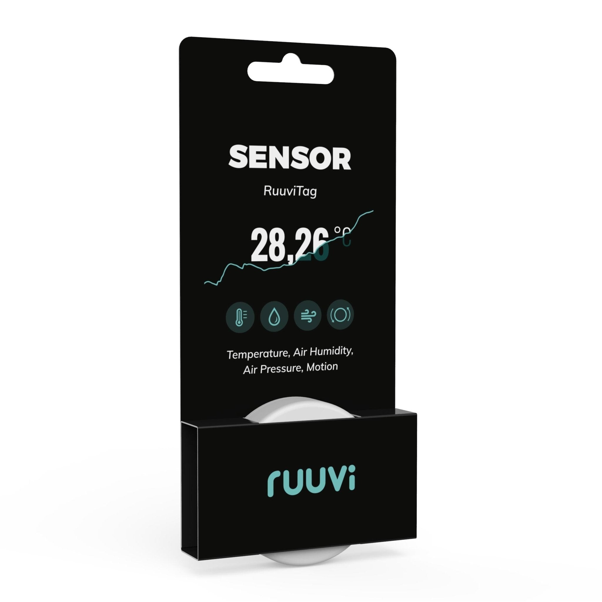 Senzor wireless de temperatură, umiditate, presiune atmosferică și mișcare, RuuviTag Bluetooth Sensor, RUUVI - CampShop.ro