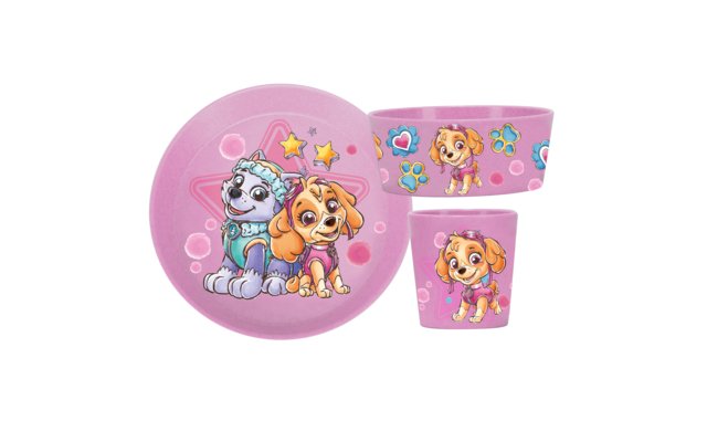 Set vesela camping din melamina, 3 piese roz KOZIOL Connect Paw Patrol (Patrula Catelusilor) - campshop.ro